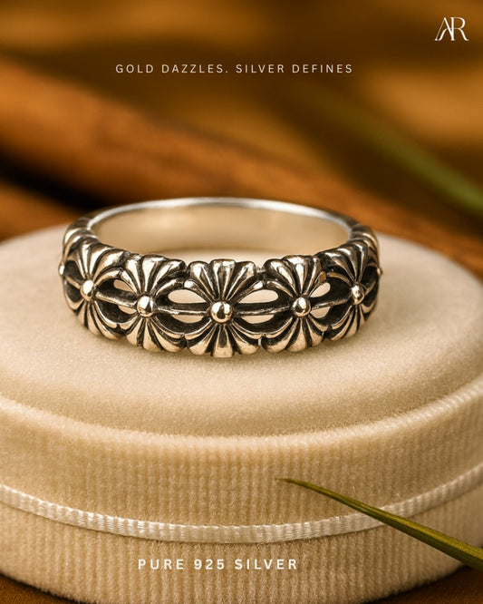 Sterling Silver – “Eternal Bloom” Floral Band Ring